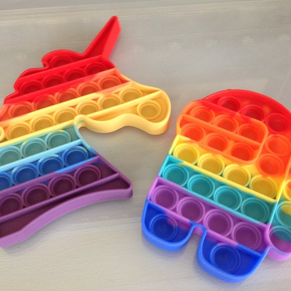 2 Multicolored Push Pop It Bubble Sensory Fidget Toy - Picture 3 of 5